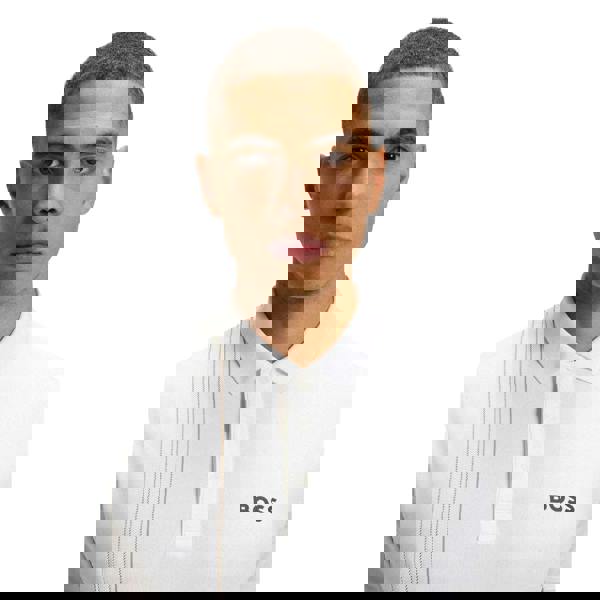 Boss Mens Checked Quick Dry Slim Polo Shirt - White - 