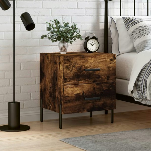 Berkfield Bedside Cabinet Smoked Oak 40x35x47.5 cm Engineered Wood