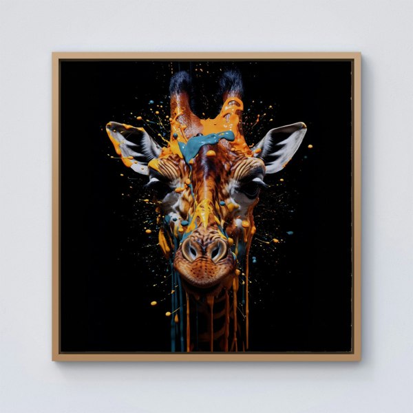 Warren Reed Giraffe Face Splash Art Framed Canvas