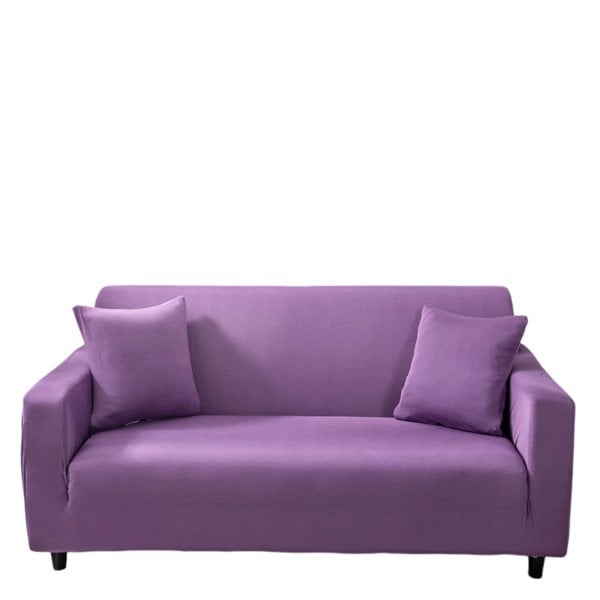 Anyhouz Anyseat 4 Seater Sofa Cover Plain Purple Style and Protection For Living Room Sofa Chair Elastic Stretchable Slipcover