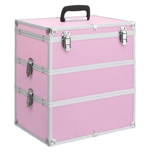 Berkfield Make-up Case 37x24x40 cm Pink Aluminium