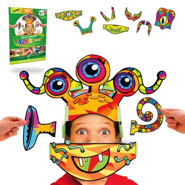 JUNKO - Create Your Own Alien Head - Popular Stocking Filler - Make a Cardboard Alien to Wear!