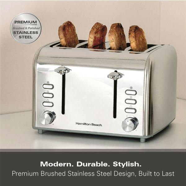 Hamilton Beach Rise Stainless Steel 4 Slice Toaster - Brushed & Polished