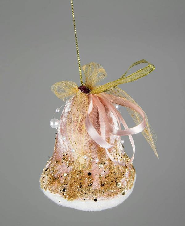 1cm Pink Santa Bell Hanging Decoration Set of 3 for Christmas Trees, Wreaths and Displays image 1