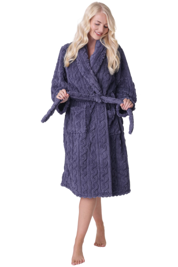 Camille Supersoft Luxury Fleece Jaquard Bathrobe