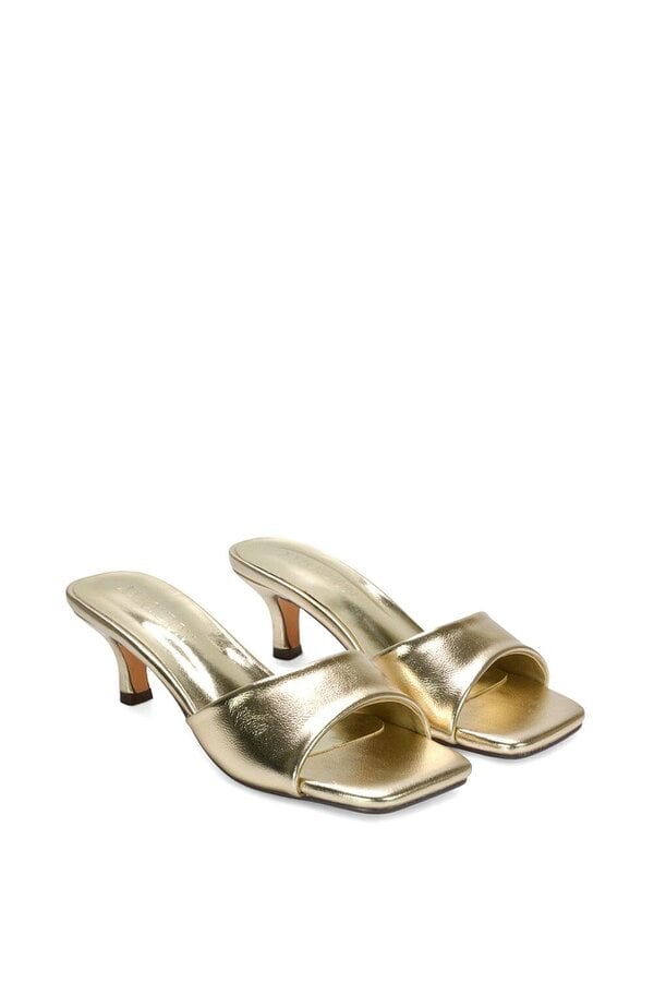 XY LONDON Square Toe Stiletto Kitten Heel Mule Sandals
