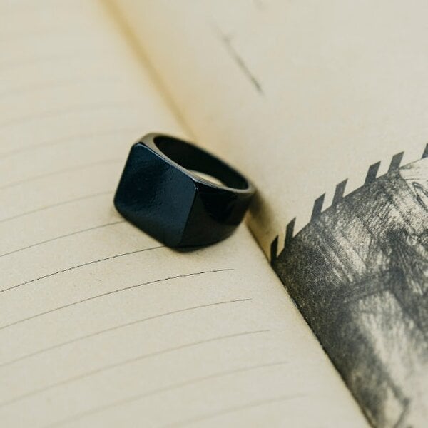 The Colourful Aura Flat 15mm Wide Square Punk Hiphop Stackable Solid Signet Ring