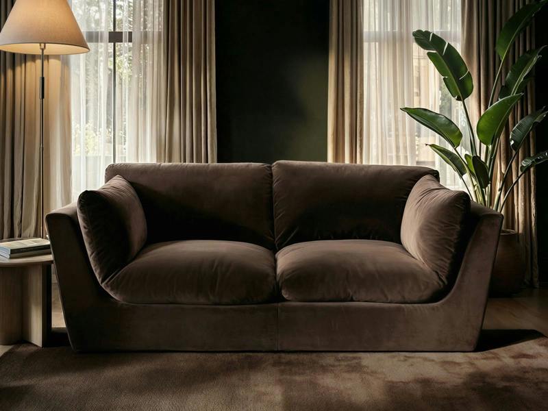 Orson 3 Seater Sofa Brown Velvet