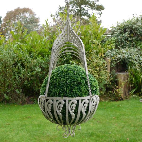 199 Large Cream Cast Iron Hanging Basket