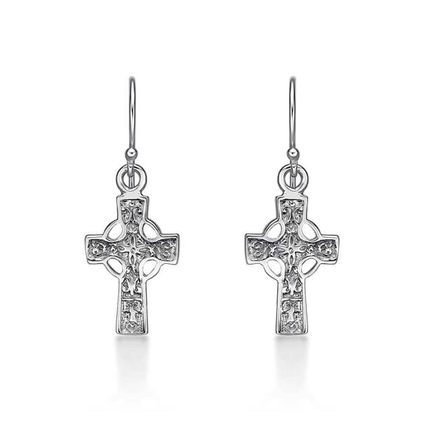 925 Sterling Silver Celtic Cross Dangle Earrings for Women - namana.london