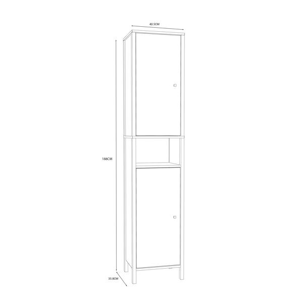 Furniture To Go Ipsarion High Cupboard with 2 Doors & Silver Handles in White