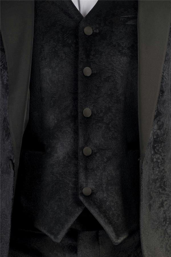 Infinity Leather Men's Black 3 Piece Velvet Wedding Tuxedo Formal Suit