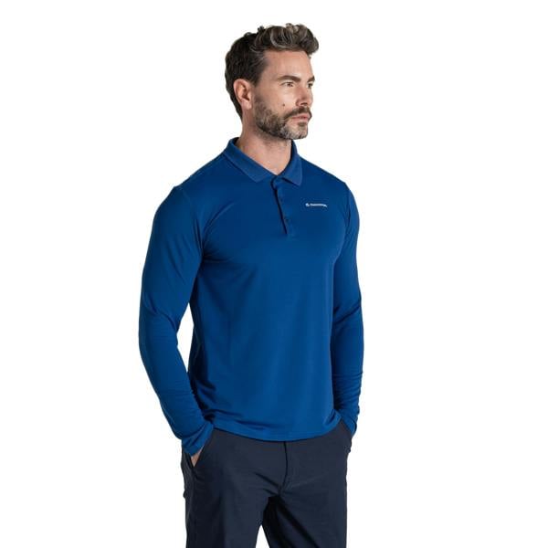 Craghoppers Mens Bramshaw Golf Nosilife Long-Sleeved Polo Shirt - Deep Marina - 