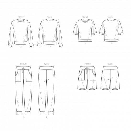 Simplicity Sewing Pattern 9337, Tops, Trousers, Shorts for Women, Men, A (XS-S-M-L-XL) - Easy