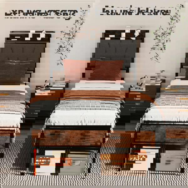 Levede Heavy Duty Single Bed Frame Metal Platform with Storage Headboard 3FT