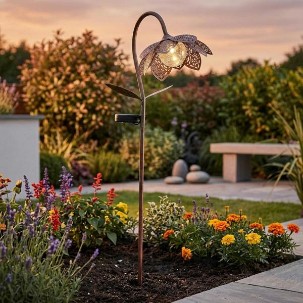 Garden Greatness Damasque Solar Bloom Stake Light
