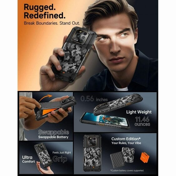 RugOne Xever 7 Pro Rugged Black Thermal Imaging Smartphone