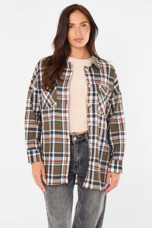 Elaina Fashion Oversized Checkered Shirt