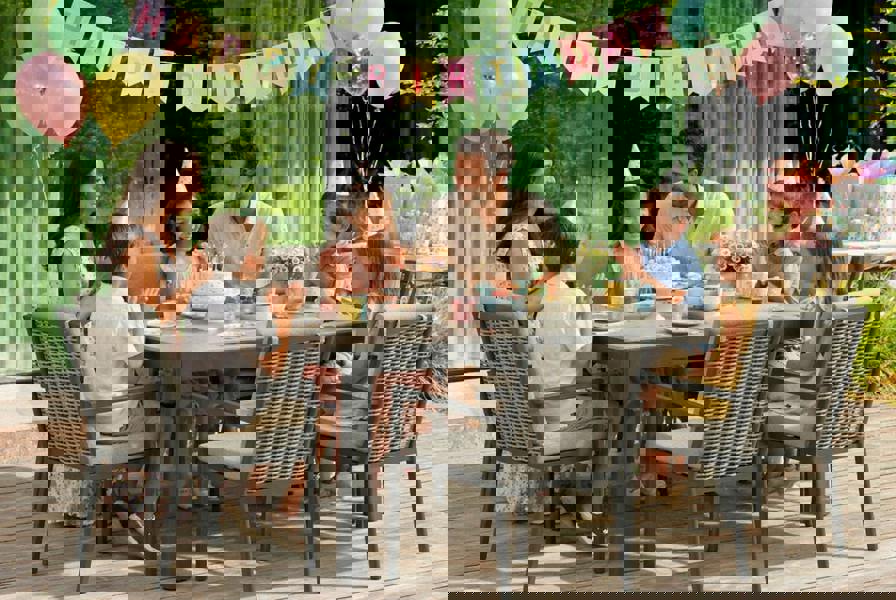 Abbey 6-Seater Garden Dining Set | FREE Gazebo RIO Included The Garden Furniture Shop