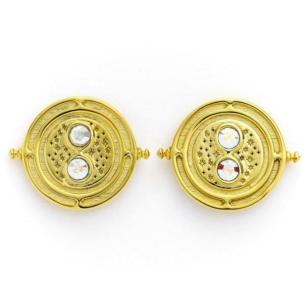 Harry Potter sterling silver Gold tone Time Turner stud earrings with crystal Elements