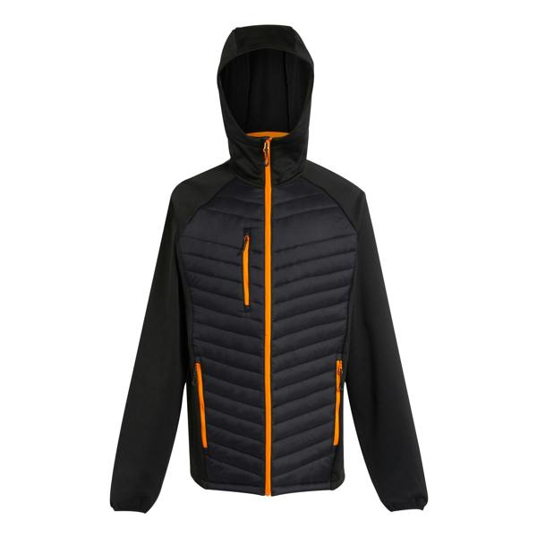 Regatta Mens Navigate Quilted Hybrid Jacket - Black/Orange Pop