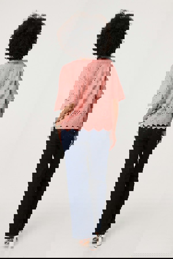 Pink | Broderie Anglaise Angel Sleeve Blouse
