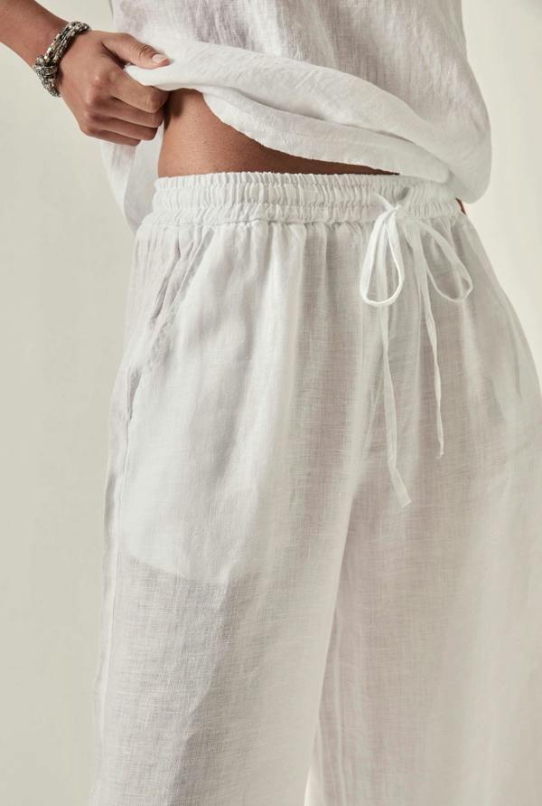 James Lakeland White Pure Linen Trousers