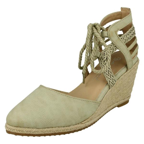 Anne Michelle Ladies Anne Michelle Ankle Lace Up Wedge Sandals