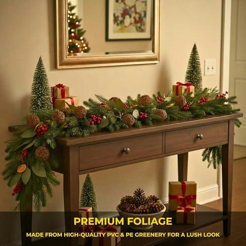 6ft Orange and Berry Christmas Garland for Autumn Mantels, Staircases and Indoor Seasonal Styling image 5