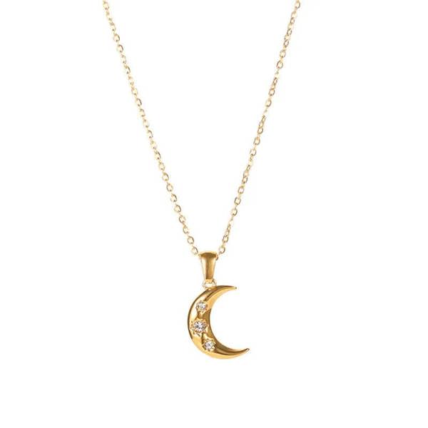 Elk & Bloom 14K Gold Moon & Star Pendant Necklace