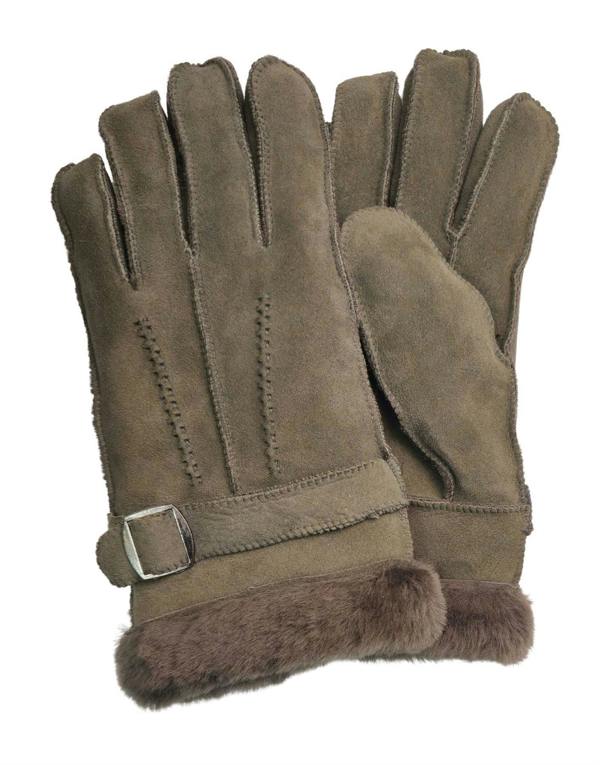 Infinity Leather Mens Grey Luxury Sheepskin Suede Leather Gloves With Buckle