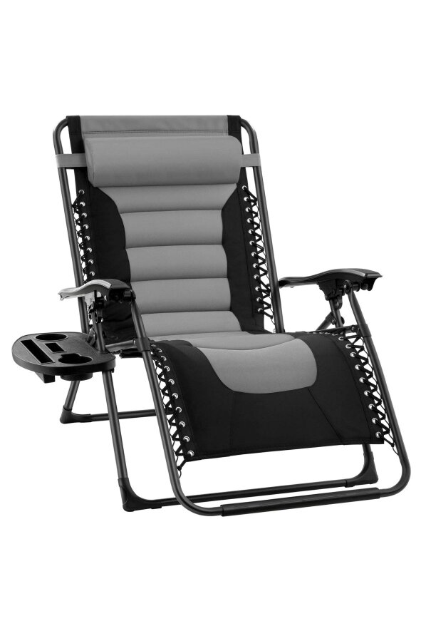 Groundlevel Set of 2 Luxury Extra Wide Gravity Garden Sun Lounger / Relaxer Chair Pair