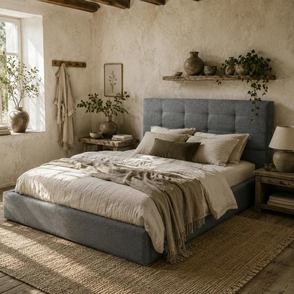 Wyld Haus Sutto 4FT6 Double Ottoman Bed with Gas Lift Storage Grey