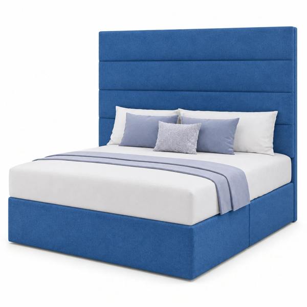 Great British Beds Horizontal Divan Bed - Blue Plush