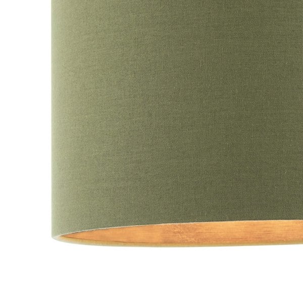 Sleek Olive Green Lamp Shade in Linen Fabric with Bronze Resin Inner Image 3