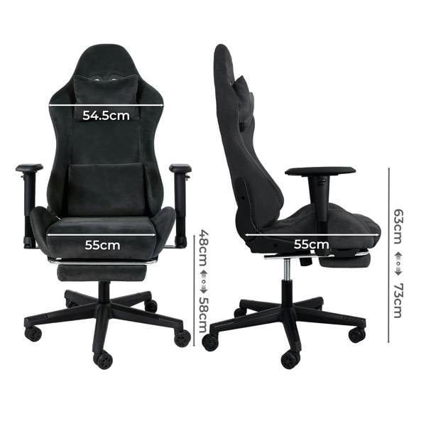 Levede Office Desk Chair Gaming Recliner Adjustable Height with Footrest Black
