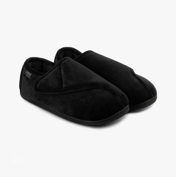 Totes Isotoner VELOUR CLOSED BACK Mens Slippers Black