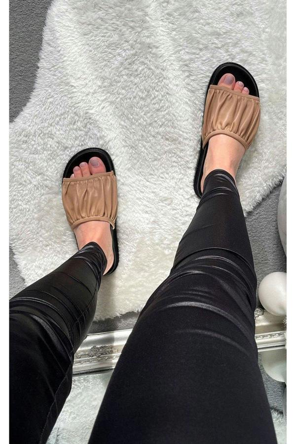 Rachel Ruched Slider - Mocha