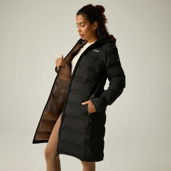 Regatta Womens/Ladies Altoro Longline Padded Jacket - Black/Mocha - 
