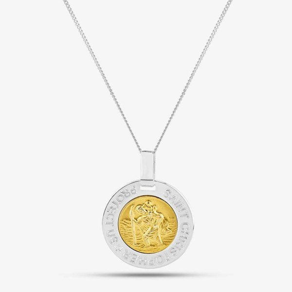 T. H. Baker Silver Two Tone St Christopher Pendant 8.62.7409