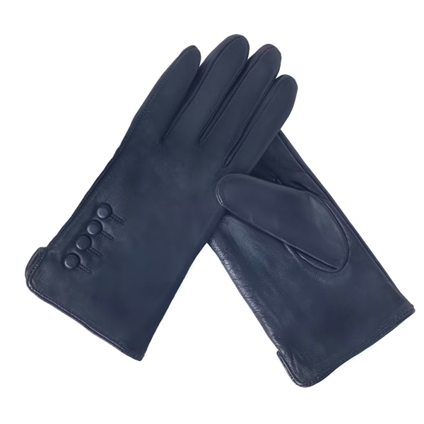 Quivano Womens Leather Gloves With 4 Button Detail