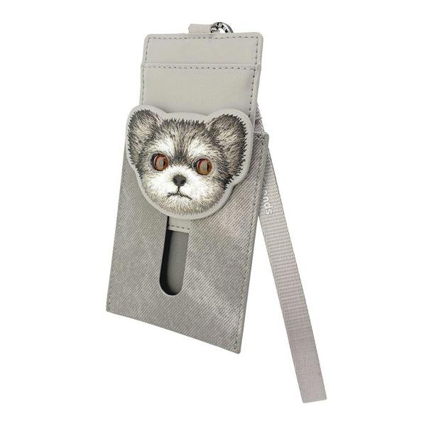 Nimmy Friends Nimmy Big Eye Cute Pet Yorkie Dog Face Card Sleeve Holder Grey - N-XDY-KT-027