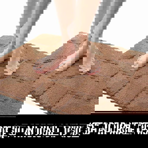 Anyhouz Anymat Doormat Brown Geometric Non Slip Dirt Resistant Mat For Kitchen And Bathroom