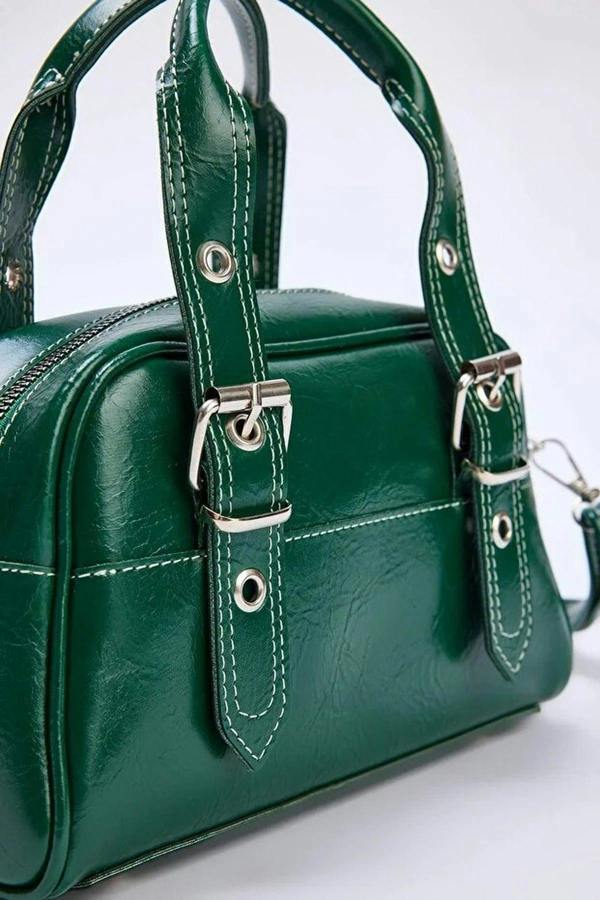 WOVCOR Women's Bowling Mini City Hand and Shoulder Bag with Contrast Stitching