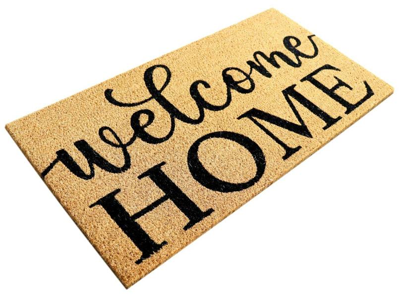 A.Unique Home 15mm Coir Doormat Non-Slip PVC Back - Welcome Home 40x80cm