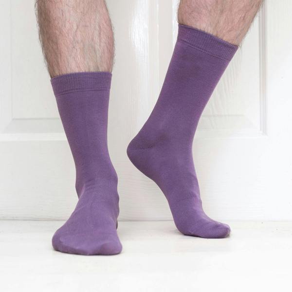Jemsox Luxury Socks Multipack 3 Pairs / 5-Pairs Purple Plain Colour Men's Crew Socks Size 7-12