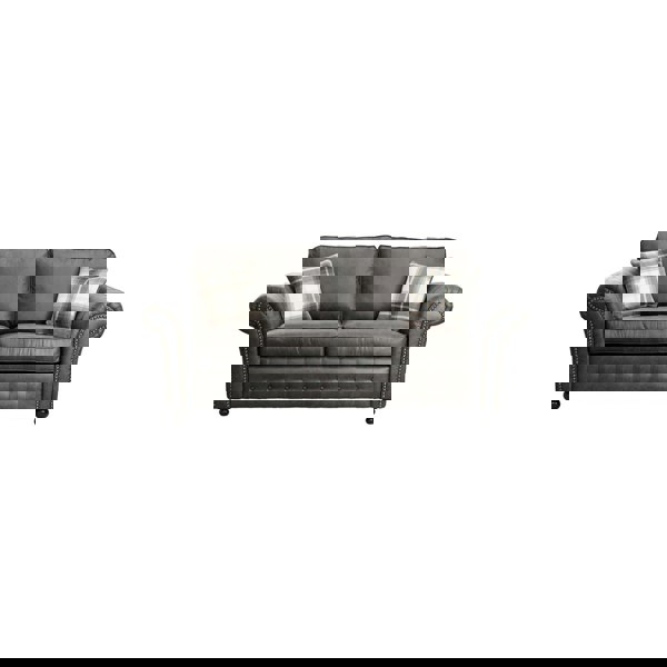 SQUAREBOXX Oakland Suede Sofa 3+2 Seater Fabric Sofa in Charcoal Black