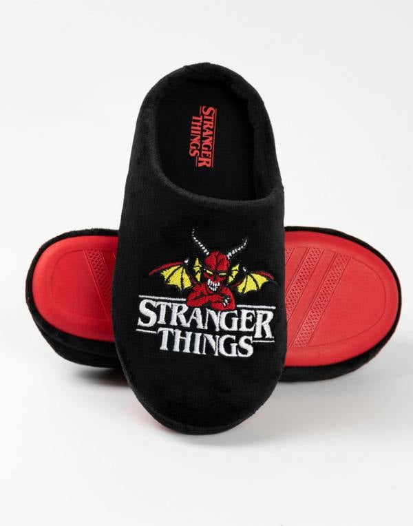 Stranger Things Unisex Kids Black Logo Mule Slippers