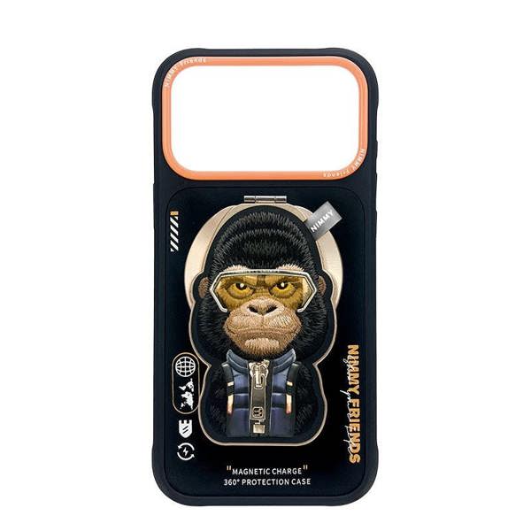 Nimmy Friends Nimmy Cool & Cute 2.0 Gorilla Case with MagSafe Stand for iPhone 17 Pro 6.3" Black Orange - N-YJKM-CXZJZH-IP17-PRO-016