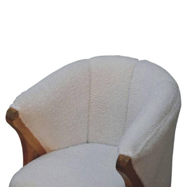 Wyld Haus Sarlat White Boucle and Mango Wood Cosy Chair